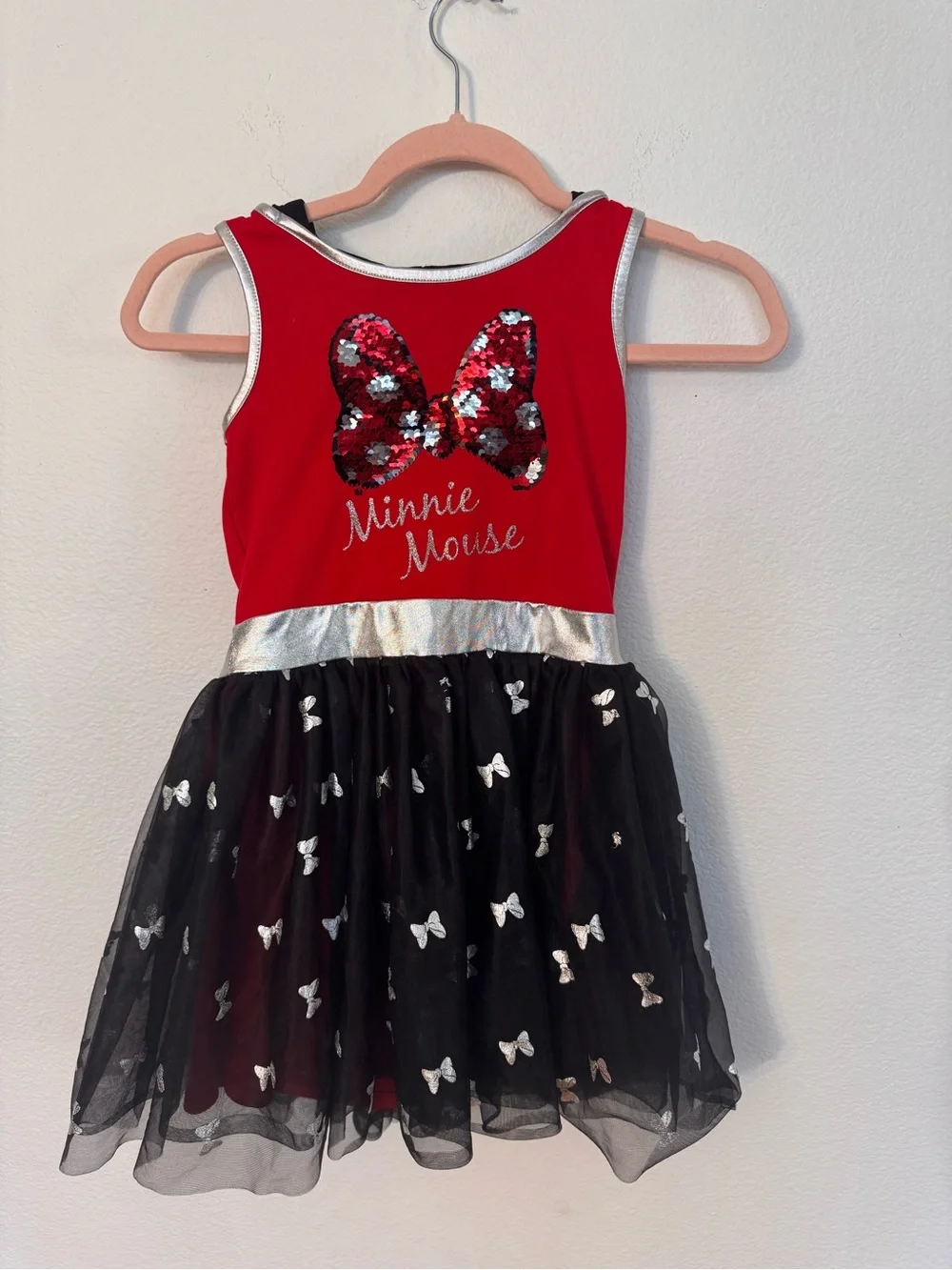 Disney Red and Black Sequin Bow Minnie Dress